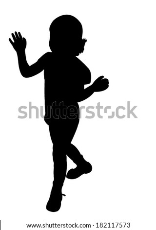 girl saying goodbye, weaving hand, silhouette vector - stock vector