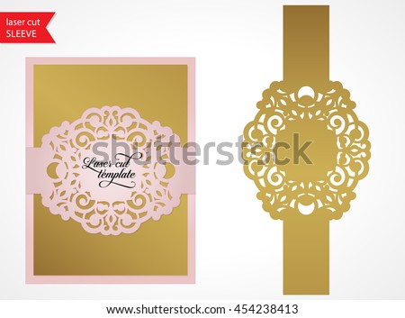 Laser Cut Wedding Invitation Card Template Stock Vector 388102795 Shutterstock Invitation Sleeve Template