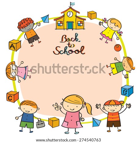 Kindergarten Preschool Kids Objects Border Frame Stock Vector 274530530 Shutterstock Drawing Pictures For Kindergarten