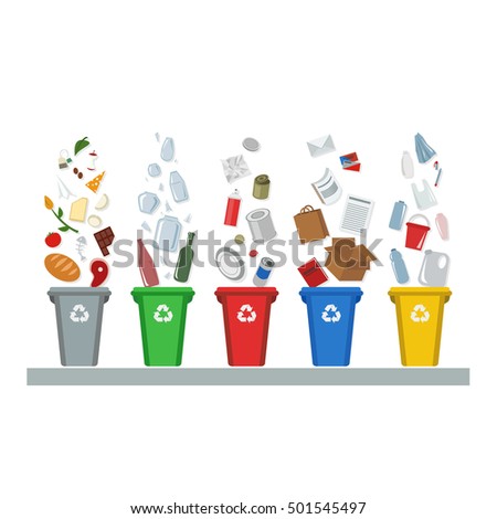 Waste Sorting Flat Style Vector Illustration Stock Vector 256530019 ...