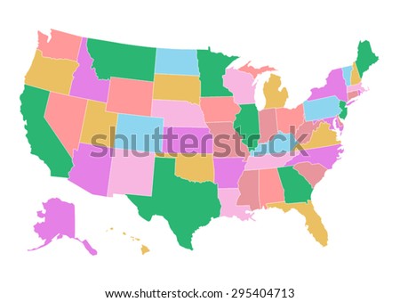Vector Usa Colors Map Borders States Stock Vector 48780751 - Shutterstock