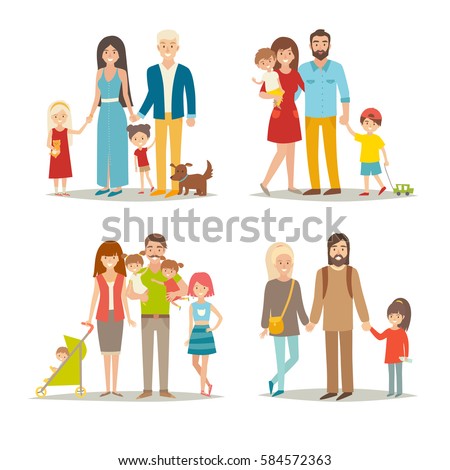 Vector Set Characters Flat Style Family Stock Vector 297722171 ...