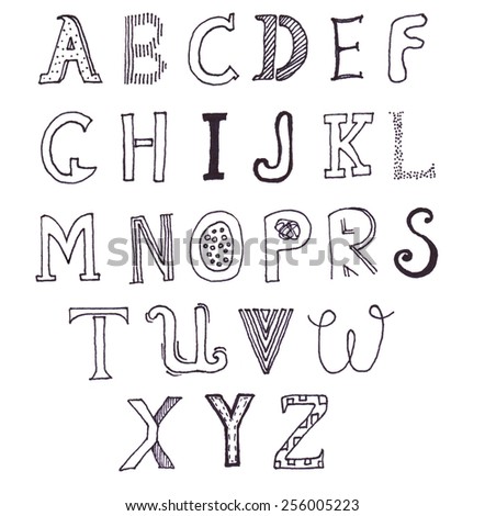 Vector Alphabet Hand Drawn Letters Letters Stock Vector 140951368 ...