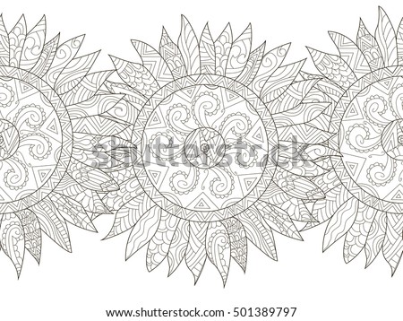 Download Mandala Flower Sunflower Coloring Adults Vector Stock ...