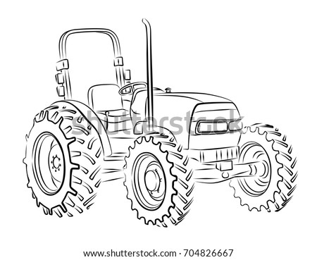 Sketch Old Tractor Stock Vector 374759557 - Shutterstock