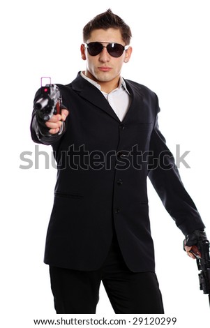 Portly Mobster Wearing Suit Holding Gun Stock Photo 44697352 - Shutterstock