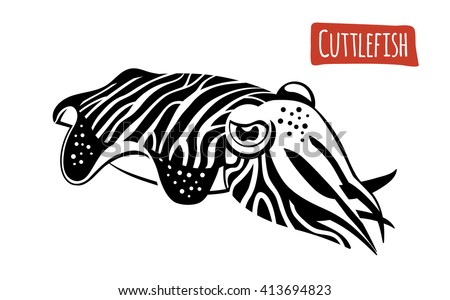 Cuttlefish Vector Illustration Cartoon Style Stock Vector 413694823