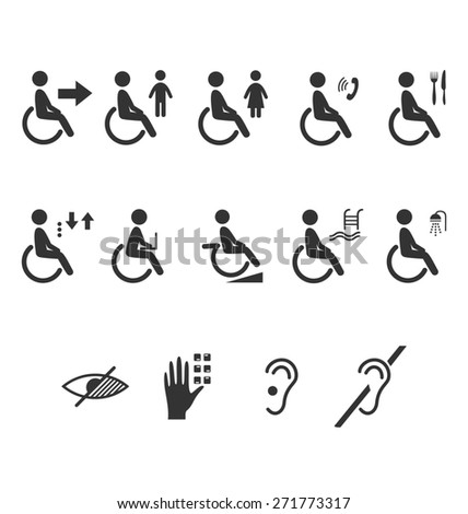 Set Disability People Pictograms Flat Icons 库存矢量图 270765302 - Shutterstock