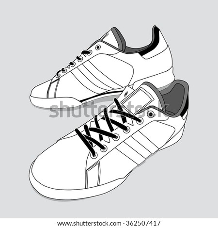 Outline Sport Shoes Set Different Angles Stock Vector 121441222 ...