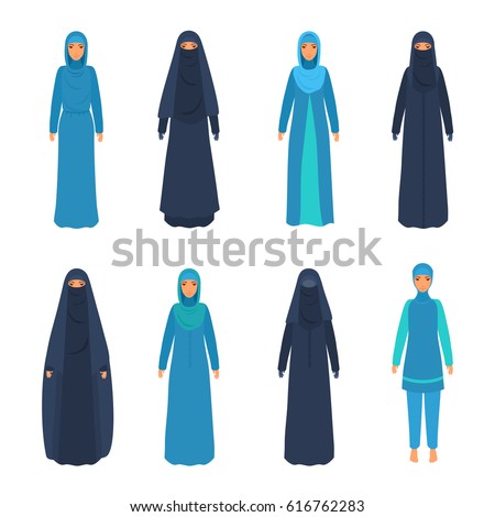 Set Various Middle East Women National Stock Vector 