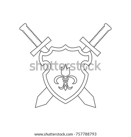 Shield Sword Sketch Style Vector Illustration Stock Vector 396714556 ...