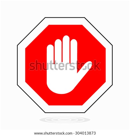 Stop Red Octagonal Stop Hand Sign Stock Vector Shutterstock