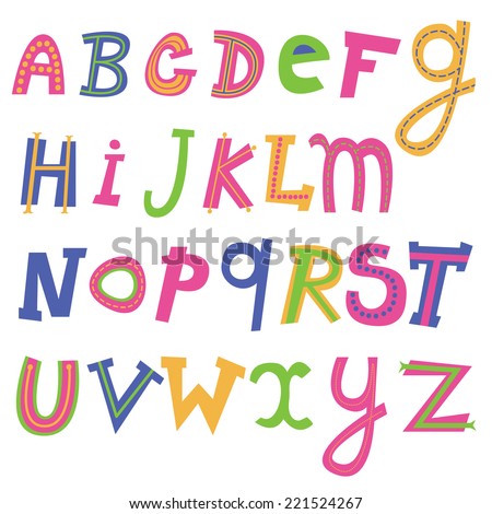 Girly Alphabet Vector Set More Letters Stock Vector 117891385 ...