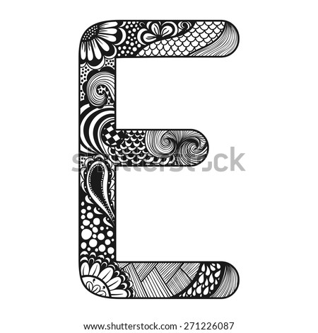 Zentangle Stylized Alphabet Lace Letter Stock Vector 322978454 Doodle Style