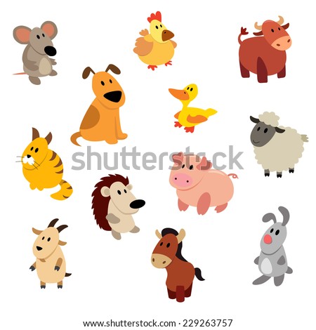 Vector Collection Cute Cartoon Farm Animals Stock Vector 145255846 ...