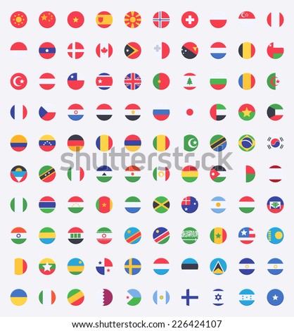 Round Glossy All World Vector Flags Stock Vector 353098010 - Shutterstock