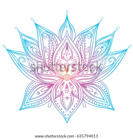 Vector Ornamental Lotus Flower Ethnic Art Stock Vector 635793980 ...