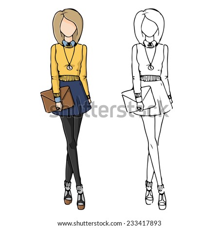 Fashion Sketch Drawing Girls In Beautiful Looks Hand Drawn Set Of Outfits Illustration Fashion Sketch Drawing Girls In Beautiful Looks Hand Drawn Set Of Outfits Illustration