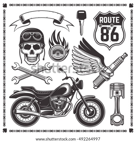 Vintage Motorcycle Labels Design Elements Stock Vector 274495832 ...