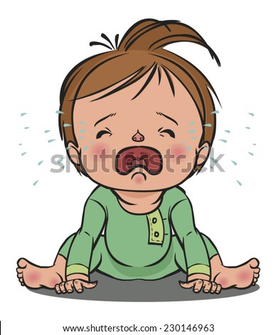 Vector Cartoon Colorfull Crying Black Baby Stock Vector 248196973