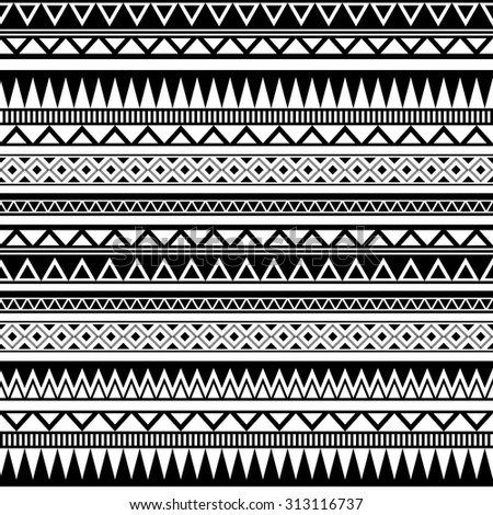 Tribal Striped Seamless Pattern Geometric Blackwhite Stock Vector ...