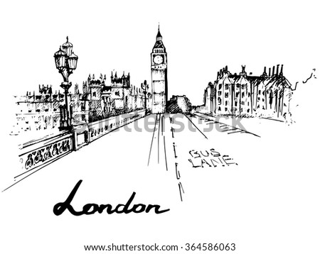 Poster London Skyscrapers Tower Bridge Big Stock Vector 348833327 ...