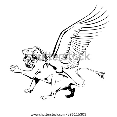 Standing Griffin Lifted Paw Stencil Stock Vector 75654802 - Shutterstock