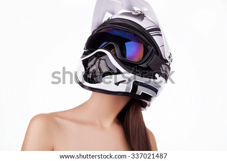 Naked Girl Us Armystyle Motorcycle Helmet Stock Photo Shutterstock