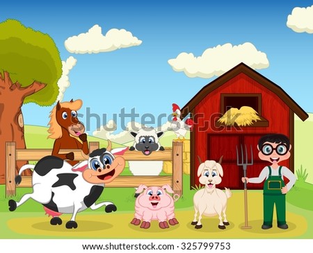 Farm Breeding Animals Farmland Background Flat Stock Vector 510963952 ...