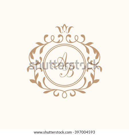 Elegant Floral Monogram Design Template One Stock Vector 365034620 Shutterstock Wedding Logo Design Template