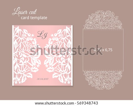 Laser Cut Invitation Card Template Wedding Stock Illustration 573425587 Shutterstock Laser Cut Wedding Invitations Templates