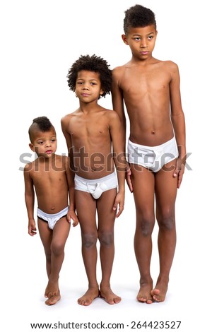 Three Black Boys White Briefs Naked Stock Photo 264423533 ...