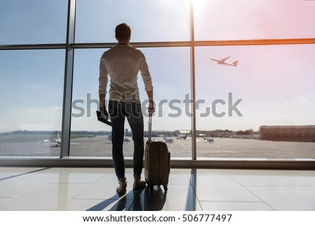 Young Man Standing Near Window Airport Stock Photo 506777512 - Shutterstock