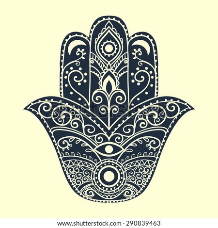 Hand Drawn Ornate Amulet Hamsa Hand Stock Vector 489087862 - Shutterstock