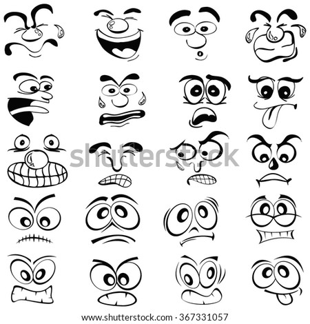 Different Facial Expressions On White Background Stock Vector 571214788 ...