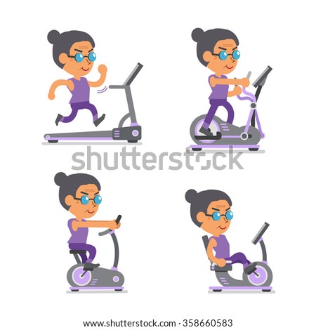 Cartoon Woman Running On Treadmill Stock Vector 354434867 - Shutterstock