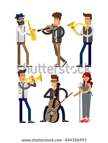 Set Musicians People Flat Vector Illustration Stock Vector 440060242 ...