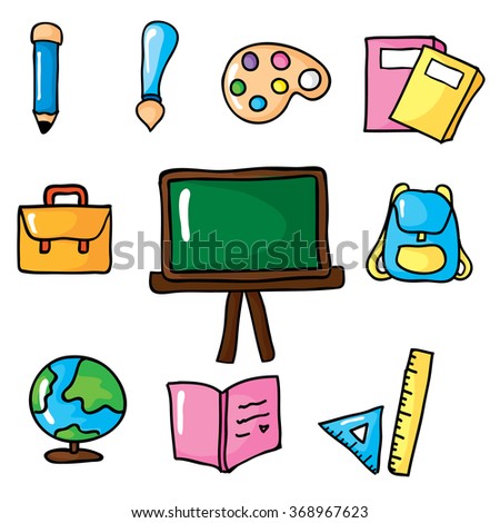 Cartoon School Bag Pencil Book Notebook Stock Vector 97728320 