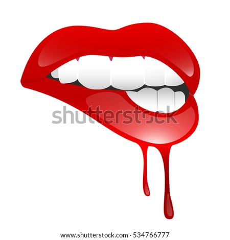 Vector Illustration Vampire Lips Blood Stock Vector 68863909 - Shutterstock