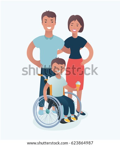 Disabled African Man Wheelchair His Family Stock Vector 406219720 ...