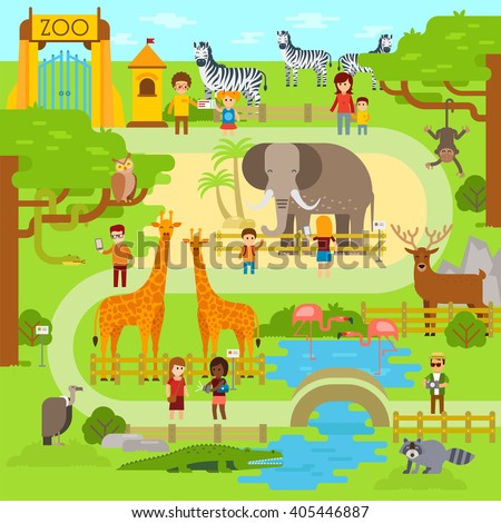 Vector Illustration Map Zoo Park Stock Vector 234232771 - Shutterstock