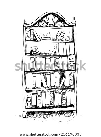 Vector Doodle Bookcase Stock Vector 263741897 - Shutterstock