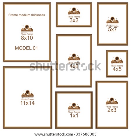 Popular Picture Frame Sizes Wood Border Stock Vector ...