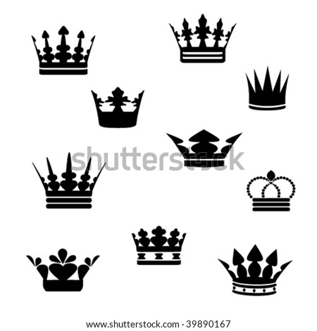 Crown Set Vector Line Art Jewelry Stock Vector 666615736 - Shutterstock