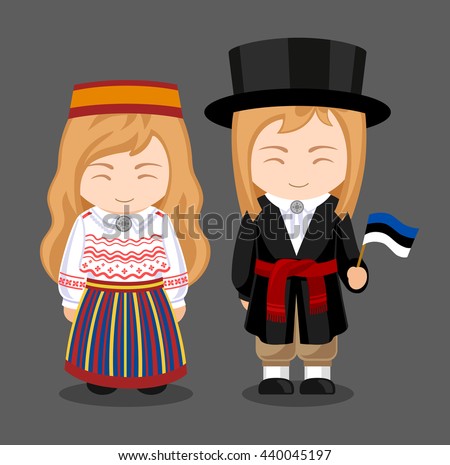 Letts National Dress Flag Man Woman Stock Vector 440050666 - Shutterstock