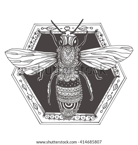 Doodle Vector Hand Drawn Bee Illustration Vectores En Stock 478068847