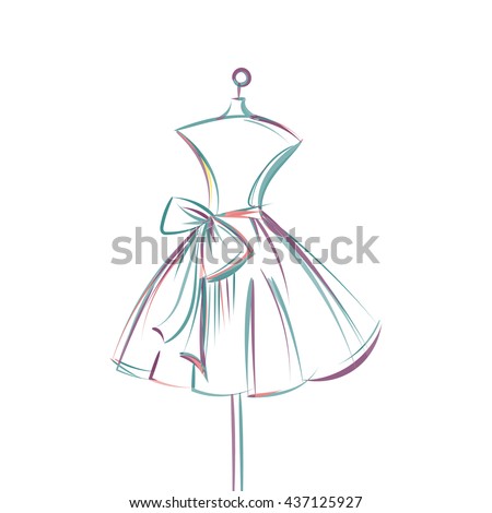 Ball Gown Short Mannequin Hand Drawing Stock Vector 466830641 ...