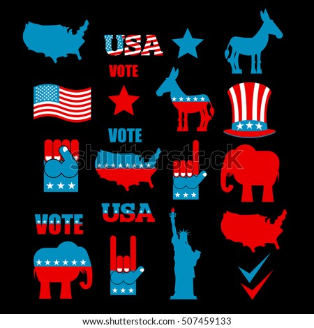 Usa Political Parties Symbols Democrats Repbublicans Stock Vector ...