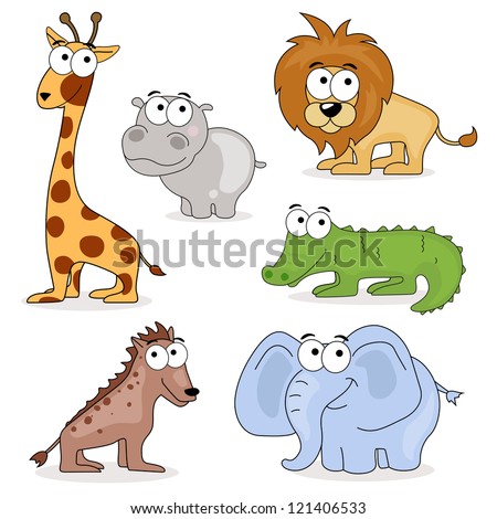 Cute Cartoon Animals Isolated On White Stock Vector 325328726 ...