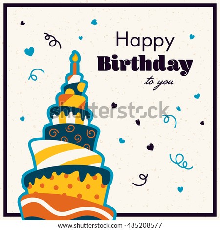Happy Birthday Cake Ribbon Party Stock Vector 575209951 Illustration Greeting